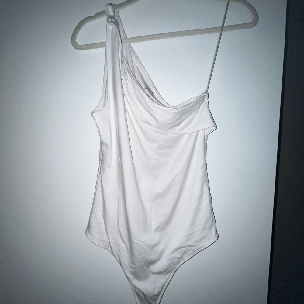 A&F One Shoulder White Bodysuit Size S